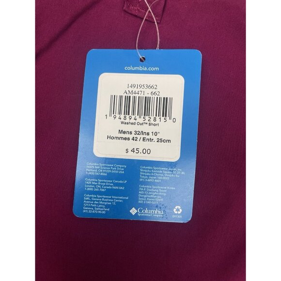 COLUMBIA Washed Out Shorts Men Size 32 Regular Magenta  100% Cotton 10" - Picture 11 of 15